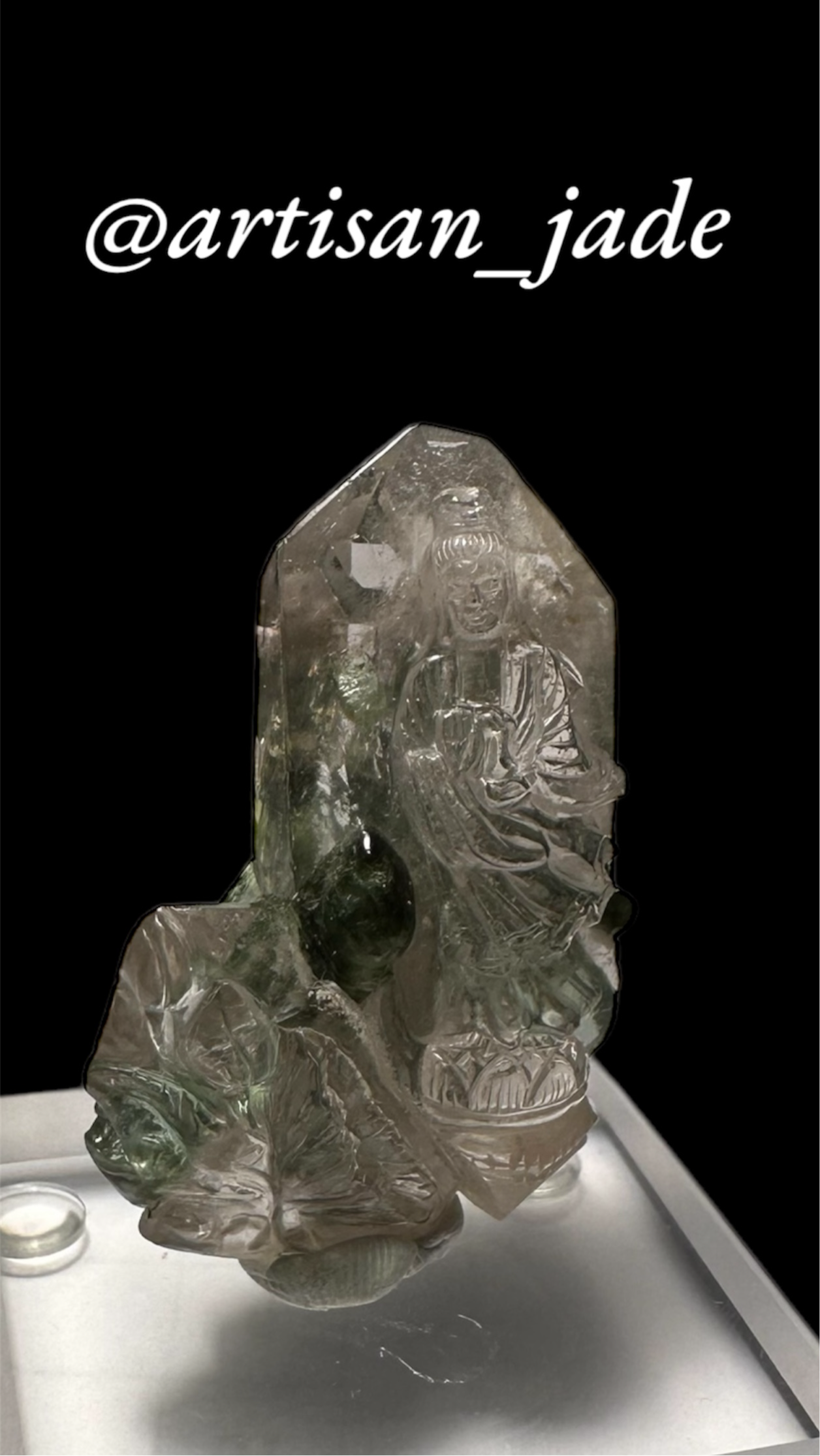 2D Quan-Yin: Green Tourmaline in Clear Quartz