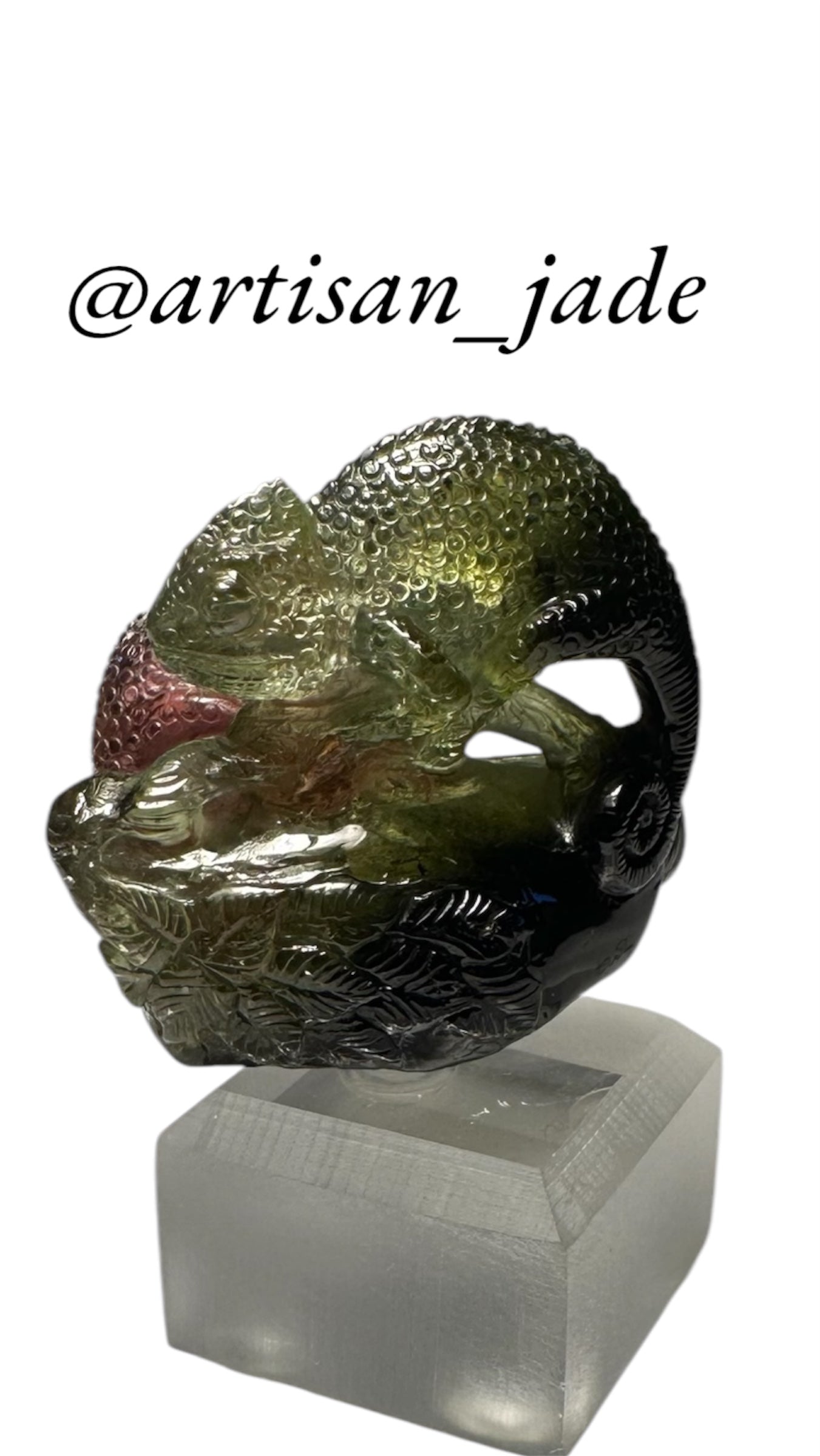 3D Chameleon Pair, Pink and Green Tourmaline, Brazil